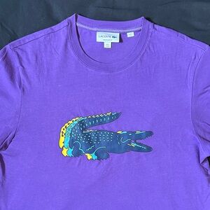 Lacoste Violet Tee with Vibrant Crocodile Design